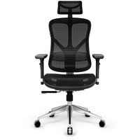 Diablo Chairs Diablo V-Basic Bürostuhl Ergonomisch Schreibtischstuhl Drehstuhl mit integrierter Lendenwirbelstütze 3D Armlehnen Verstellbare Kopfstütze Wippfunktion Höhenverstellbar (schwarz/schwarz)