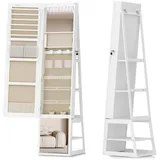 Gotagee Schmuckschrank Schmuckschränke, mit 360° drehbarem Sockel, 4-in-1 multifunktional (Multifunktionaler Schmuckschrank, Ganzkörperspiegel-Schmuckschrank) Abschließbarer Ganzkörperspiegel, 4 große Ablagefächer Schmuckschrank weiß