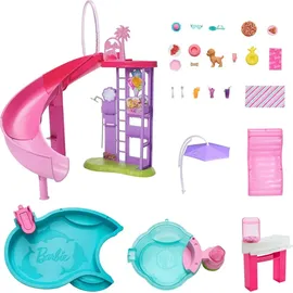 Mattel Puppenzubehör Traumpool Spielset mit Rutsche und schäumendem Whirlpool Beige