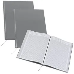 3 Notizbücher DIN A4 kariert, silber Hardcover 192 Seiten