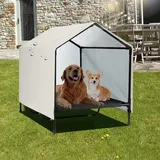 CAREDPETS Hundehütte für den Innen- und Außenbereich, für große XL-XXL-Jumbo-Hunde, erhöhtes Hundebett, Kinderbett mit Baldachin, wasserdicht und sonnenfest, für draußen, Schattenschutz, Zelt (132,1 x