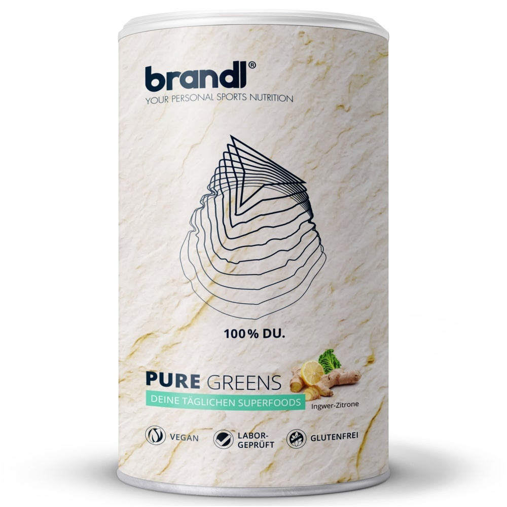 brandl® Superfood Greens Pulver mit Ashwagandha, Spirulina-Pulver, Ingwer, Brokkolisprossen uvm. 300 g
