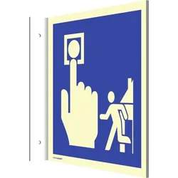Dreifke® Fahnenschild Hausalarm Evakuierung, Alu, nachleucht., 160-mcd, 148x148 mm