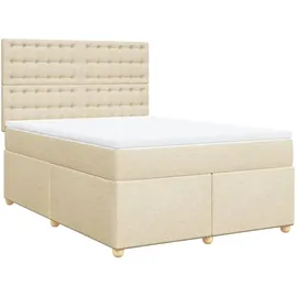 vidaXL Boxspringbett mit Matratze Creme 140x200 cm Stoff