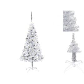 vidaXL Künstlicher Weihnachtsbaum Beleuchtung & Kugeln Silbern 150cm PET