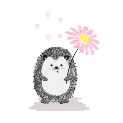 Bild mit Rahmen LÜTTENHÜTT "oder Poster, Igel mit Herzen und Blume", bunt (farbe bild(er): bunt), B:30cm H:40cm T:0,2cm, Papier, Bilder, HD Premium Druck