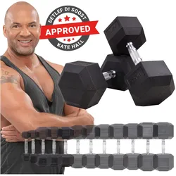 Miweba Sports Hexagon Kurzhanteln HGH100, Einzelhantel o. Kurzhantel-Set, 2,5-30 kg, Gusseisen-Kern (Hantelpaar, 12,5 kg)