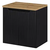 [en.casa] Waschbeckenunterschrank Skelbolu mit 2 Türen 60x60x40cm Schwarz/Eichenoptik [en.casa]