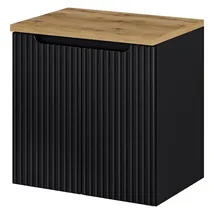 [en.casa] Waschbeckenunterschrank Skelbolu mit 2 Türen 60x60x40cm Schwarz/Eichenoptik [en.casa]