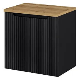 [en.casa] Waschbeckenunterschrank Skelbolu mit 2 Türen 60x60x40cm Schwarz/Eichenoptik [en.casa]