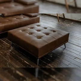 KAWOLA Hocker WIOLO Leder dunkelbraun