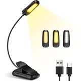 Wiederaufladbare Led-leselampe, 3 Helligkeitsstufen X 3 Farben (weiß/warmweiß/warmweiß), 360° Flexibler Hals, Leselampe Zum Lesen Im Bett