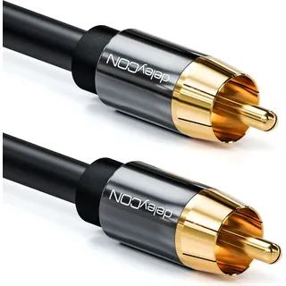 deleyCON 5m Subwoofer Kabel - Cinch RCA Digitales Koaxialkabel - Vergoldete Stecker - Audio Kabel für Subwoofer AV Receiver Verstärker Heimkino