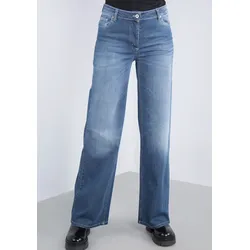 5-Pocket-Jeans PLEASE JEANS, Damen, Gr. XL, N-Gr, blau (blu denim), Denim/Jeans, Obermaterial: 98% Baumwolle, 2% Elasthan, casual, weit, Jeans, mit weitem Bein