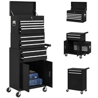 Homcom 3-in-1 Werkzeugkiste, rollender Werkzeugschrank mit 9 Schubladen - Schwarz