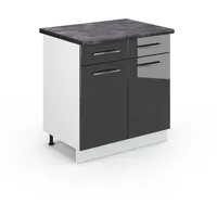 Vicco Schubladenschrank Fame-Line 80 x 82 x 60 cm Anthrazit Hochglanz