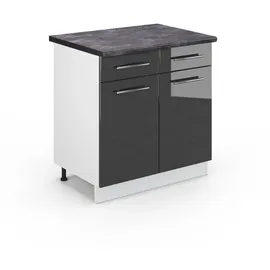 Vicco Schubladenschrank Fame-Line 80 x 82 x 60 cm Anthrazit Hochglanz