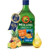 Möller's Omega 3 Lebertran | Nordic omega 3 kinder Nahrungsergänzung mit EPA, DHA, Vitamin A, D und E | Hochreiner natürlicher Lebertran | 165 Jahre alte Marke | Tutti Frutti | 500 ML