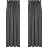 Deconovo verdunkelungsvorhänge mit Kräuselband thermovorhänge gardinen esszimmer Thermovorhang Kälteschutz Thermo gegen Kälte Thermogardine Hitzeschutz, 290x140cm(HöhexBreite), Dunkelgrau, 2er Set