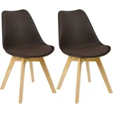 Woltu 2 x Esszimmerstühle 2er Set Esszimmerstuhl Design Stuhl Küchenstuhl Holz, Braun