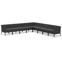 vidaXL 9-tlg Garten-Lounge-Set mit Auflagen Poly Rattan Schwarz