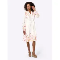 Heine Druckkleid Etuikleid Ecru/Orange 34