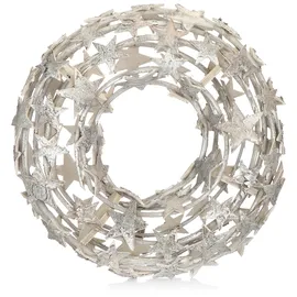 COM-FOUR com-four® Rebenkranz mit Sternen - Deko-Tischkranz aus Zweigen - natürlicher Türkranz zum selber Schmücken - DIY Naturkranz als Tischdeko, Fensterschmuck, Türhänger (1 Stück - Ø 40cm weiß Sterne)