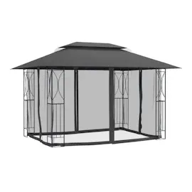 vidaXL Pavillon 4 x 3 m inkl. 4 Seitenteile Anthrazit