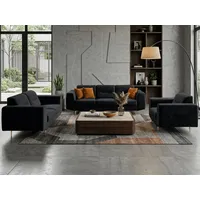 Beautysofa Polstergarnitur im modernen Stil auf hohen Metallbeinen VENEZIA, (Sessel + 2-Sitzer Sofa + 3-Sitzer Sofa im modernes Design), mit Metallbeine, Couchgarnituren aus Velours oder Chenille schwarz