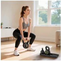 sportnow Kettlebell 3er Set 2,2kg, 4,5kg, 6,8kg Kugelhantel für Gymnastik, Schwarz