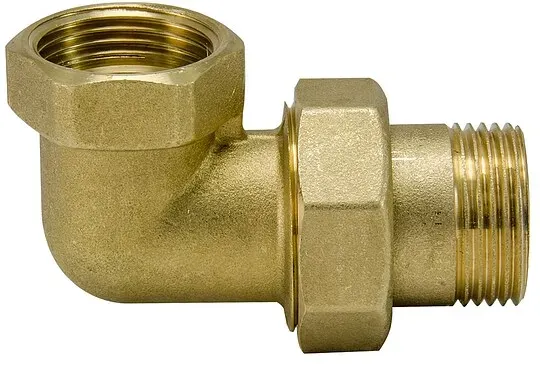 Messing Gewindefitting-Winkel-Verschraubung 1 1/4'' IG x 1 1/4'' AG - flachdichtend