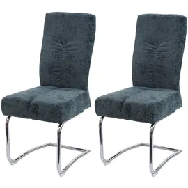 chefgastro Esszimmerstuhl Stoff Blau-Grün 2er-Set