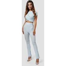rayshyne Damen Freizeitanzug 2-tlg., Femininer Lounge Zweiteiler Hose & Wickeltop RS22
