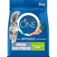 Purina One speziell für sterilisierte Katzen: mit Truthahn und Weizen – 3 kg – Trockenfutter für ausgewachsene Katzen – 4 Stück.