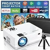 Native 1080P Projector with WiFi and Two-Way Bluetooth, Mini Beamer, 18000L WiFi Bluetooth Beamer, 300" Display, Compatible with iOS/Android/PS4/TV Stick/HDMI/USB
