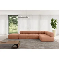altdecor Modulares Sofa Ecksofa in L-Form - Favio-L2 - 380x190x70 cm Apricot universal, links/rechts Corner modular Sofa Eckcouch Couch Wohnlandsch... - Orange