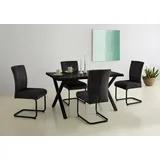 Esstisch HELA "GRETA", grau (grau, schwarz, grau), B:140cm H:76cm T:90cm, Tische, Esstisch, Baumkantentisch (Nachb.), versch. Größen, 46mm Stärke, Küchentisch