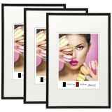 Ideal Trend 2er 3er 5er Pack Photo Style Set Bilderrahmen Wanddeko Collage Poster Kunststoff Rahmen: Farbe: 3er Pack Schwarz | Format: 21x29,7 DIN A4