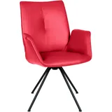 Dieter Knoll Armlehnstuhl, Rot, Schwarz, Metall, Leder, Echtleder, Semi-Anilinleder, Rundrohr, 65x91x63 cm, Beinauswahl, Lederauswahl, Esszimmer, Stühle, Esszimmerstühle, Armlehnenstühle