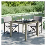 vidaXL Gartentisch 90x90x75 cm Gehärtetes Glas Poly Rattan Grau