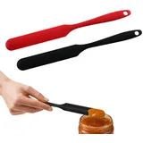 MAYOKIAAR 2 Stück silikon spatel klein, silikon spatel,Spatel mit Langem Griff, Non-Stick Küchen Spatel,für Kochen, Backen und Rühren(Roter und Schwarzer)