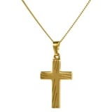 HOPLO Kreuzanhänger Anhänger Kreuz mit massiver Goldkette 1,1 mm 333-8 Karat Gold, Made in Germany 38 cm