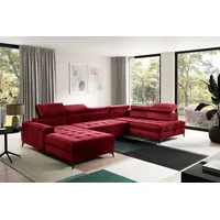 Fun Möbel Wohnlandschaft Schlafsofa AGNESA Stoff Salvador Weinrot Ottomane