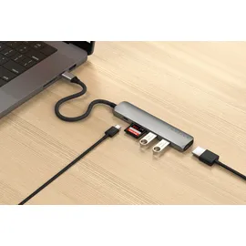 Satechi USB-C 6-in-1 Slim Multiport Adapter Space Grau