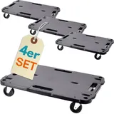 GarPet 4x Transportroller Rollbrett Transportrollen Rollbrett Werkstatt Pflanzen Rollbretter Transport Möbelrollen flach Pflanzenroller eckig