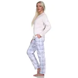 normann Schlafanzug langarm Pyjama karierter Hose Jersey - 78573 in rosa | 52-54