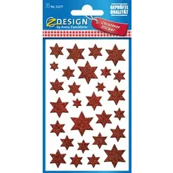 Weihn.Schmucketikett Sterne ZWECKFORM 52277 rot Glamour