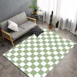 JOKITA Teppich Schlafzimmer Modern Grünes Schachbrett 3D Grünes Schachbrett Wohnzimmer Teppich Grünes Schachbrett Dekoration Carpet rutschfeste Teppiche, 60x120 cm