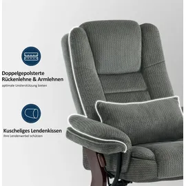 MCombo Drehbarer Fernsehsessel mit Hocker Stoff 83 x 106 x 173 cm Grau mit Liegefunktion