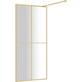 vidaXL Duschwand für Begehbare Dusche mit ESG Klarglas Golden 90x195cm